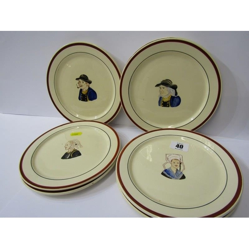 40 - LONGCHAMPS POTTERY, set of 8 tea plates decorated with French costumes, 7