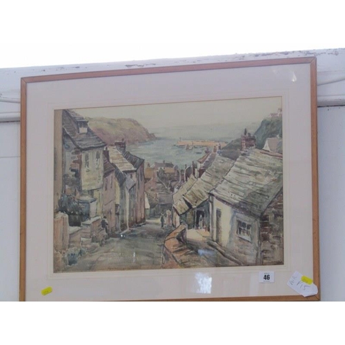 46 - PORT ISAAC, unsigned watercolour 