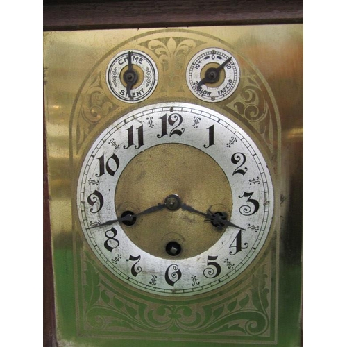 59 - EDWARDIAN BRACKET CLOCK, oak architectural cased bracket clock with bar strike movement by Junghans,... 