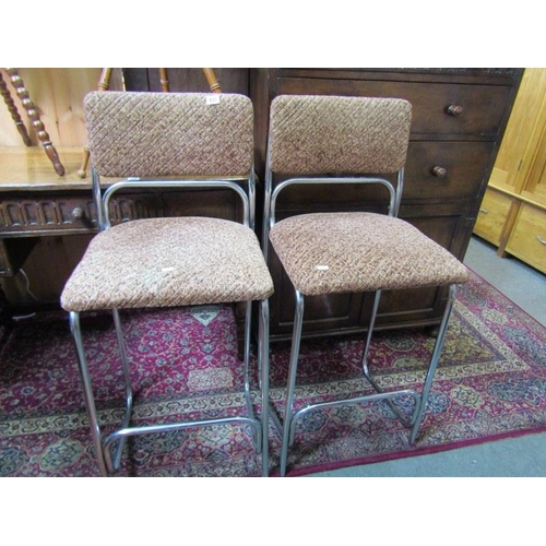 622 - RETRO, pair of chrome framed kitchen island stools