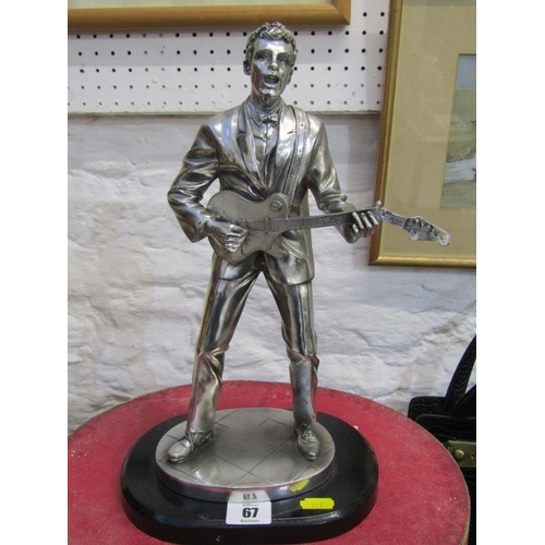 67 - MUSIC, silvered Buddy Holly figure by Leonardo (some damage), 13.5