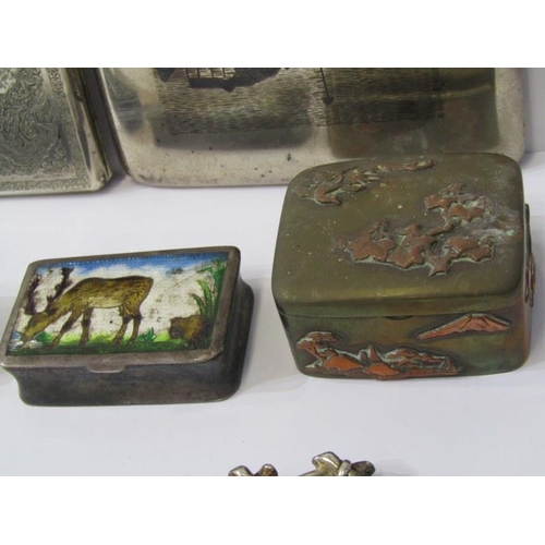 75 - SILVER CIGARETTE CASES, Niello decorated silver cigarette case, 1 similar, also papier mache snuff b... 