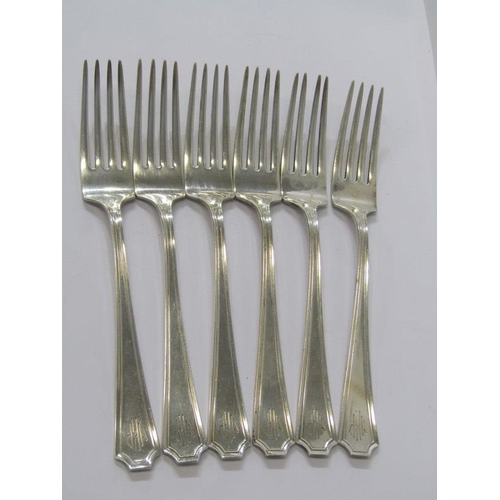 78 - SILVER CUTLERY, set of 6 Gorham sterling silver engraved dinner forks, 8.5 ozs (272grms approx.)