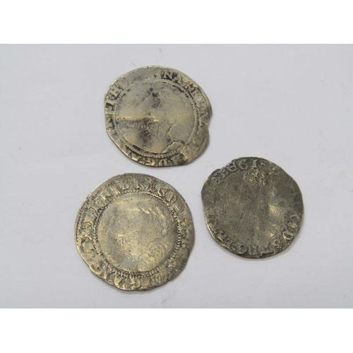 10 - SILVER HAMMERED SIXPENCE, Elizabeth I, with Rose, 1590 MM: Hand; 1578-9 MM: Grier Cross & 1 other
