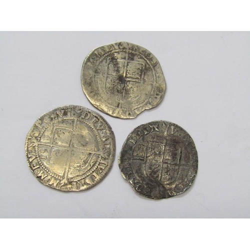 10 - SILVER HAMMERED SIXPENCE, Elizabeth I, with Rose, 1590 MM: Hand; 1578-9 MM: Grier Cross & 1 other