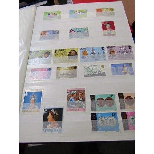 101 - STAMPS, Jersey virtually complete collection of mint stamps 1969 to 2008, in 6 albums/stock books.  ... 