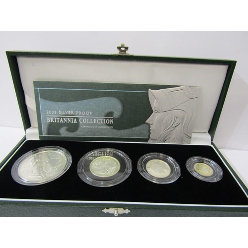 11 - SILVER PROOF 2003 Britannia Collection, 2 Pounds, 1 Pound, 50 Pence & 20 Pence with case with CoA