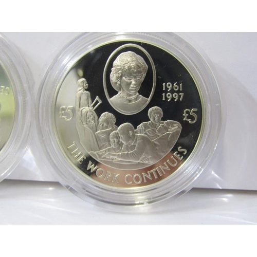 13 - SILVER PROOF, 2002 Princess Diana Commemorative 3 Crown set in case with CoA
