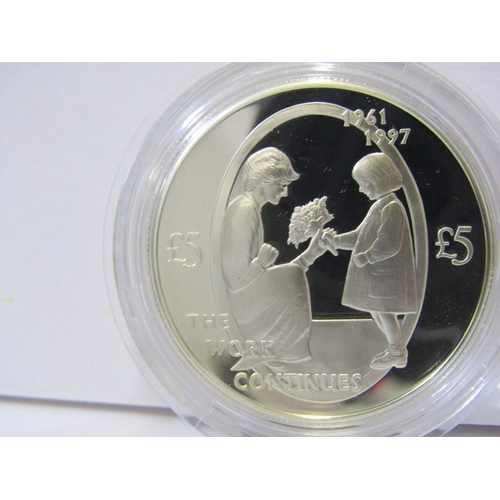 13 - SILVER PROOF, 2002 Princess Diana Commemorative 3 Crown set in case with CoA