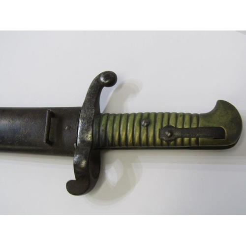 142 - A Crimea War ELA French 1842 pattern brass hilted sword bayonet in scabbard