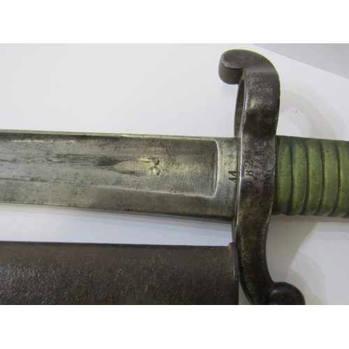 142 - A Crimea War ELA French 1842 pattern brass hilted sword bayonet in scabbard