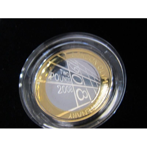 16 - SILVER PROOF Piedfort 2008 UK Olympics Handover Ceremony & Olympiad London Two Pounds in case with C... 