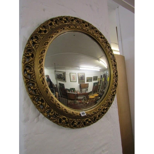 485 - CONVEX MIRROR, Ornate gilt framed circular convex mirror, 23