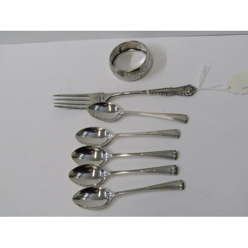 511 - SILVER CUTLERY, A set of 5 HM silver coffee spoons, Birmingham possibly 1940's, together with silver... 