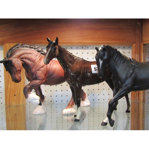 538 - ROYAL DOULTON HORSES, matt glazed Shire Horse, Bay Hunter & 1 other, 8