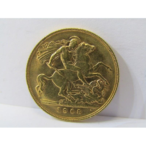 5c - GOLD HALF SOVEREIGN, Edward VII 1908 gold half sovereign
