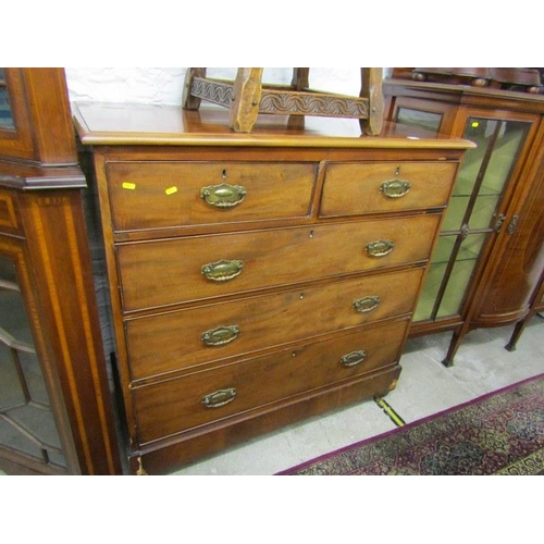 711 - MAHOGANY CHEST, An Edwardian mahogany straight front chest fitted 2 short and 3 long drawers, 42