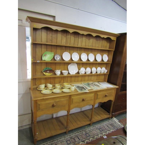 726 - QUALITY PINE DRESSER, with open shelves above, 3 drawers below, with lower pot shelf, 72