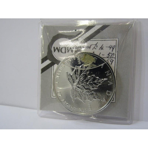 72a - SILVER 1994 CANADA 5 DOLLARS, Maple leaf fine silver