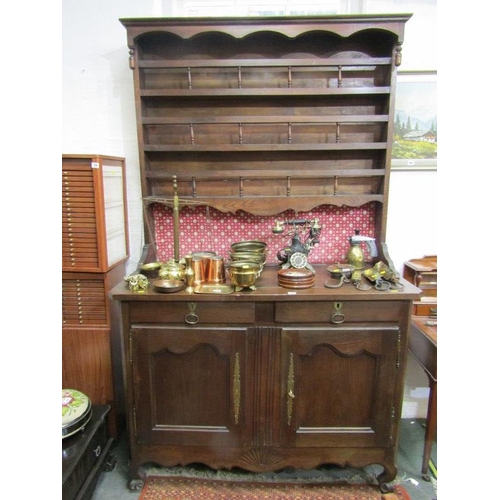 730 - 19th CENTURY FRENCH DRESSER, A lovely 19th Century oak dresser fitted 2 drawers with cupboard base w... 