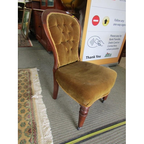 758 - SPOON BACK CHAIRS, 2 Spoon back, button back upholstered nursing chairs
