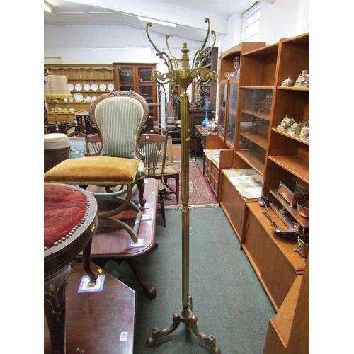 776 - A QUALITY BRASS COAT STAND, With fluted column on tripod base, 68