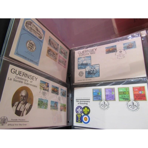 83 - Guernsey collection FDCs, mostly 1980s/1990s in album plus 4 folders of presentation packs, all in b... 