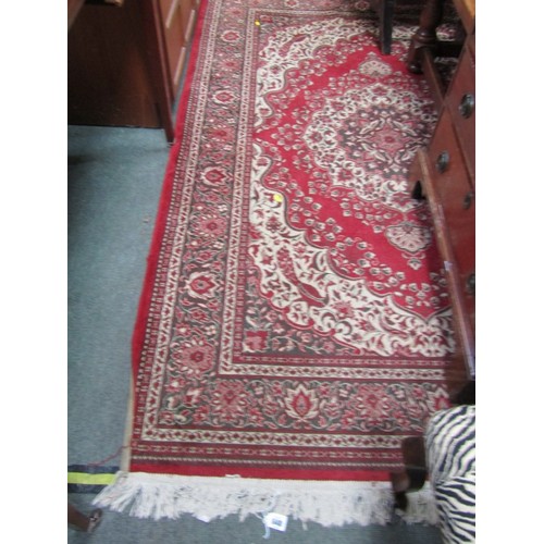 640 - PERSIAN DESIGN RUG, Red ground silk finish rug