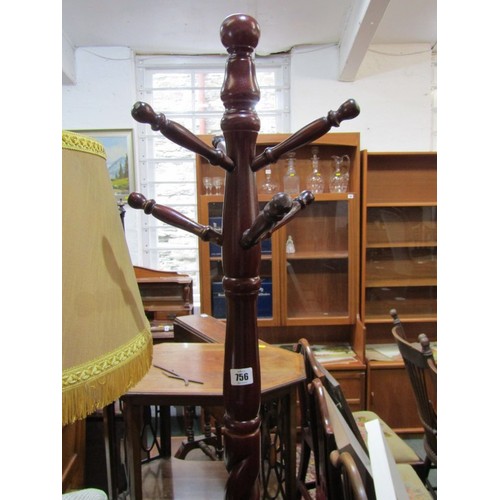 756 - COAT STAND, With barley twist support on tripod base, 71