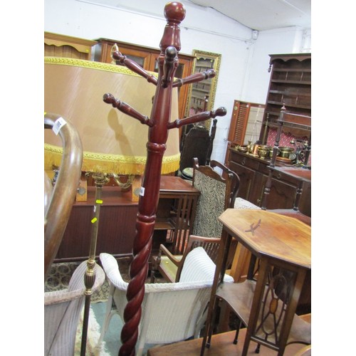 756 - COAT STAND, With barley twist support on tripod base, 71