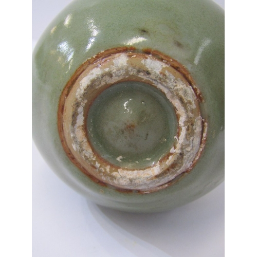 63 - ORIENTAL CERAMICS, Chinese Yuan Dynasty small celadon glazed bottle vase, ovoid body, elegantly risi... 