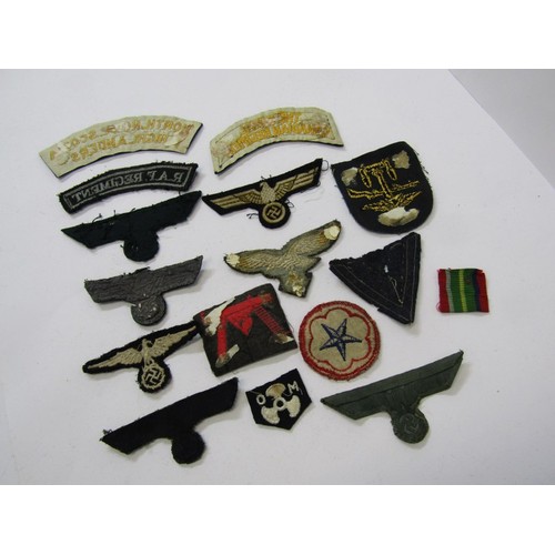 160 - MILITARY, A collection of embroidered cloth military badges including several with Nazi emblems