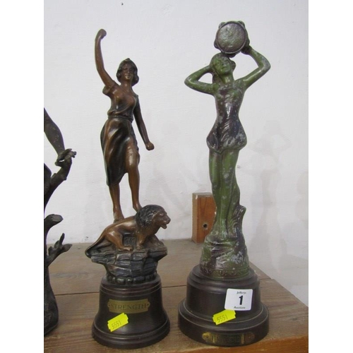 1 - VINTAGE METALWARE, collection of 4 Edwardian patinated metal figures, 14