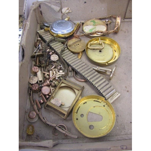 109 - WATCH PARTS, large selection of pocket watch, wrist watch movements, watch cases, glasses and other ... 