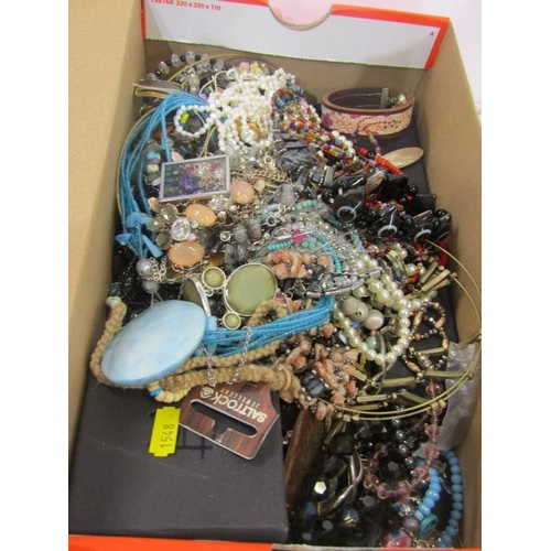119 - COSTUME JEWELLERY, 2 boxes containing large selection of costume including earrings, bangles, collar... 