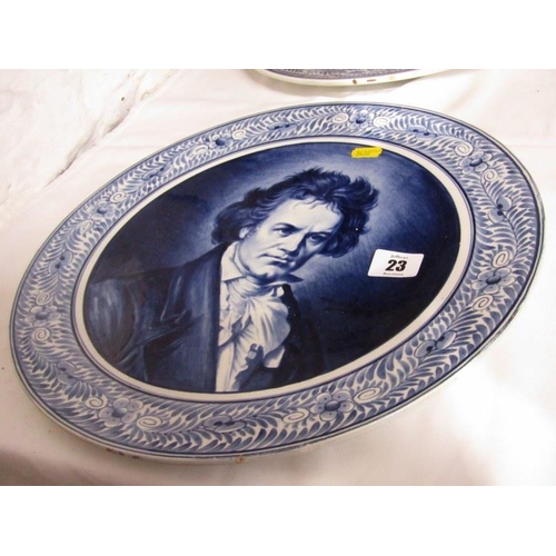 23 - ROYAL BONN, pair of Delft portrait plates 