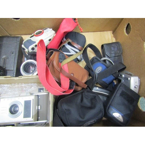 61 - CAMERAS, vintage black fibre folding camera, Agfa Iso-Rapid 1F camera and contents of box