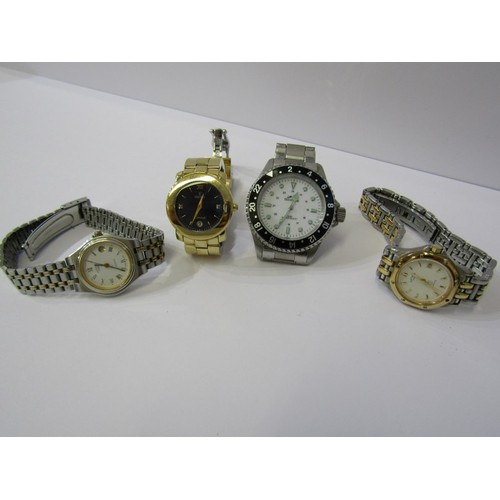 114 - LADIES & GENTS MODERN WRIST WATCHES, all watches and clock appear to be in working condition, watche... 