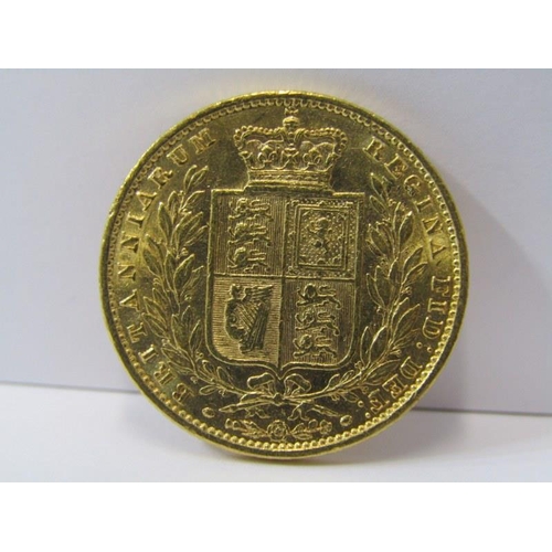 127 - SHIELDBACK SOVEREIGN, full sovereign dated 1857