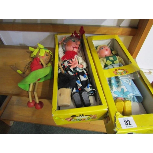 32 - PELHAM PUPPETS, Tyrolean Girl, Old Lady and Sunflower girl