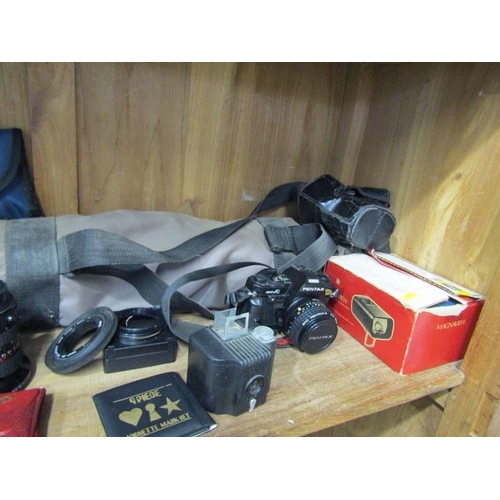 46 - PHOTOGRAPHY, Pentax Super A camera, also Sankyo prismatic binoculars, zoom lenses and other accessor... 