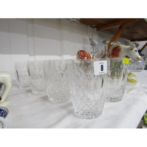 8 - WATERFORD CUT GLASS, set of 8 Waterford quality cut glass tumblers