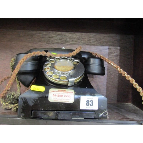 83 - VINTAGE TELEPHONE, black bakelite tabletop telephone, model no 312L