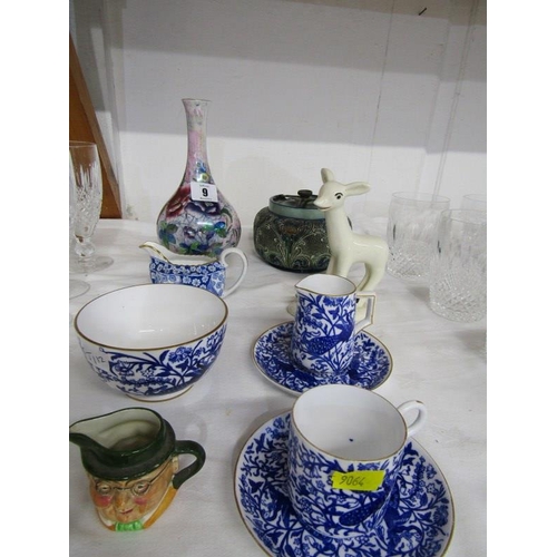 9 - LARRY THE LAMB FIGURE, Wilton lustre floral vase, Derby blue printed teaware, etc