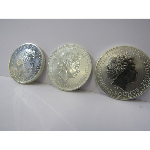 8 - SILVER BRITANNIAS 1999/2000/2001 fine silver one ounce Britannias