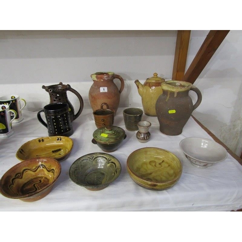 1 - STUDIO POTTERY, collection of stoneware and pottery items including puzzle jug and Seth Cardew bowl
