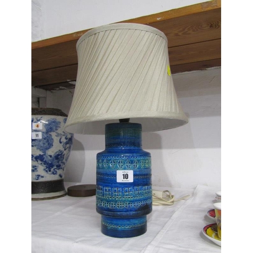 10 - RETRO, Italian blue glazed pottery table lamp