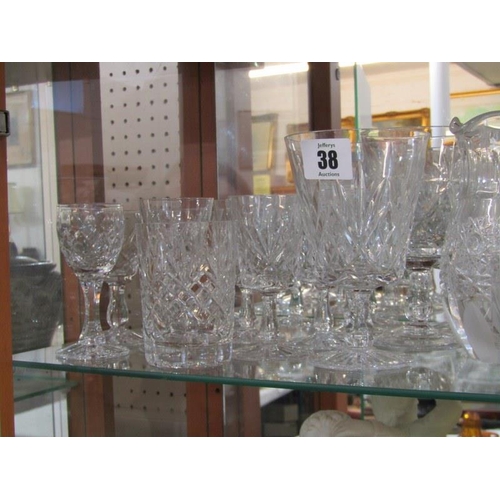 38 - CUT GLASS, collection of assorted glass tableware and jug
