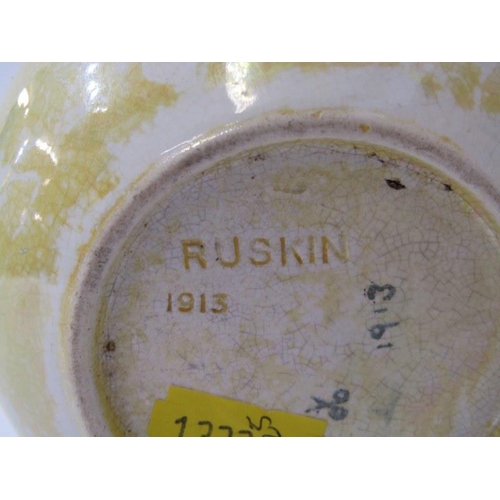40 - RUSKIN, yellow lustre ginger jar dated 1913 (crudely repaired)