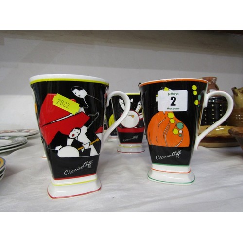 2 - CLARICE CLIFF, set of 8 limited edition Age of Jazz facsimile mugs and 8 limited edition Cafe Chic t... 